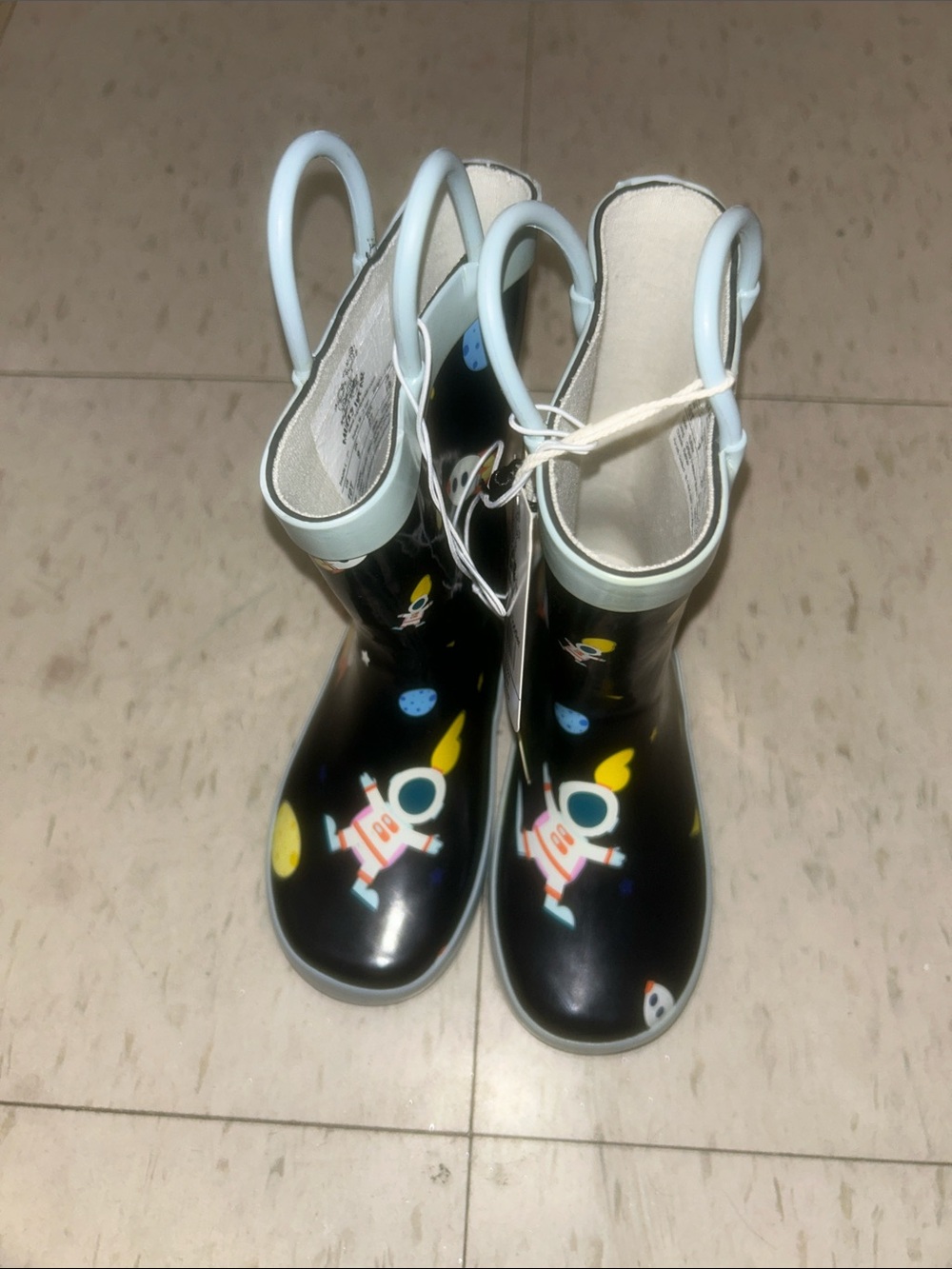 Kids Space-Print Rain Boots in Black